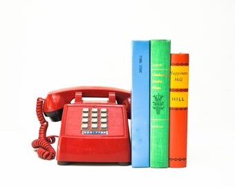 Vintage Bright Red Push Button Telephone