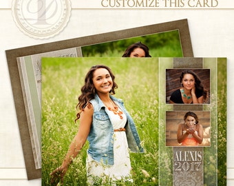 Graduation Invitation, Edited, Senior Girl, Custom Photo Card, Girl Invitation, Photoshop Templates, Templates, Graduation Card - Alexis H