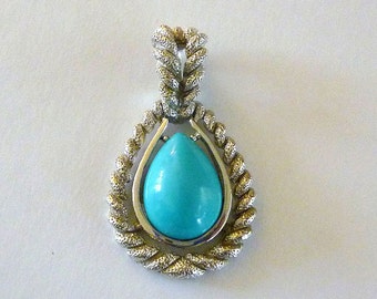 Vintage Avon Turquoise Pendant, Turquoise Jewelry