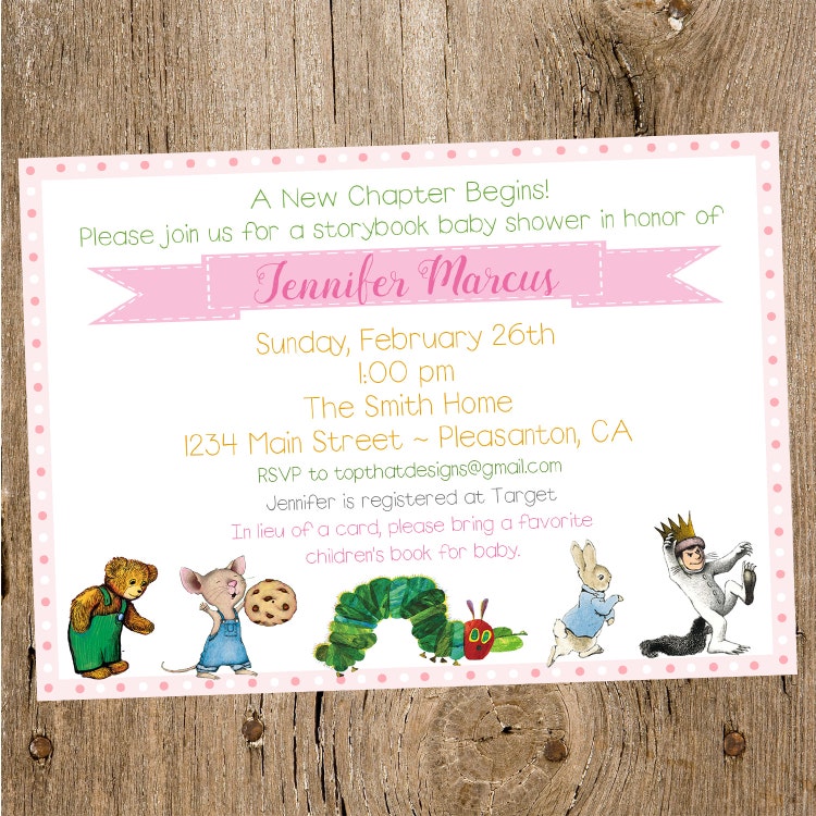 Children's Book Themed Baby Shower Invitation by jenleonardini