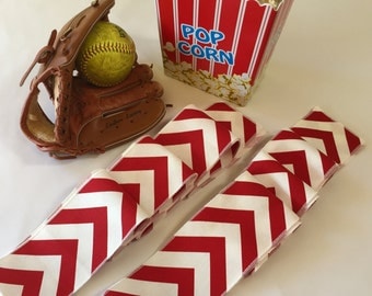 Baseball Red and White Chevron Table Runner Set Of 2 Strips - Baseball Party Themed - SELECT A SIZE - Ready To Ship