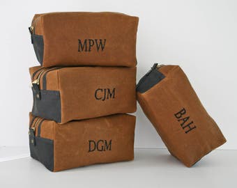 Waxed Canvas Dopp Kit, Toiletry Bag, Canvas Bag, Groomsmen Gift, Personalized dopp Kit, Cosmetic Bag, Travel Bag, Makeup bag, Gift for him