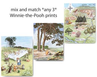 Winnie the Pooh Baby Shower (Nursery Wall Art, Baby Boy Gift, Girls Room Prints) Mix and Match, Set of 3