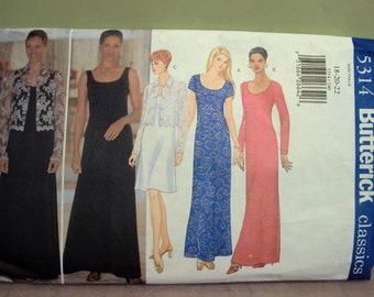 Women's long dress and jacket pattern, Butterick pattern 5314 Womens sizes