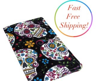 Day Of The Dead Fabric Checkbook Cover