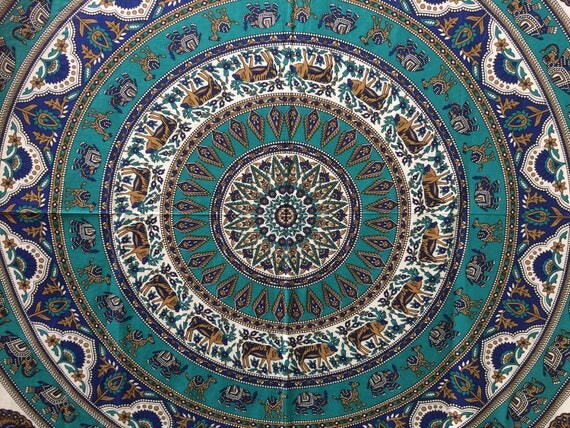 BLUE ELEPHANT THROW- Mandala Wall Hanging- Bohemian Throw- Bed Sheet- Hippie Blanket- Beach Towel- Duvet Cover - Homeware- Festival
