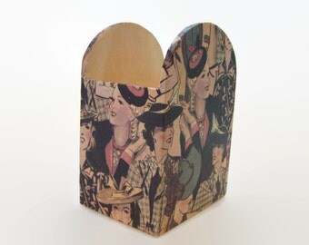 Female Icons Pen Cup - Study/Office/Kitchen Organiser - Decoupage Desk Tidy
