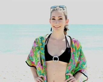 Floral kimono cover-up, Swimwear cover-up