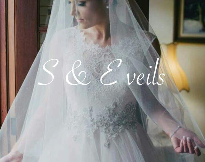 2-Tier CATHEDRAL DROP Veil // bridal veil, long veil, blusher veil, champagne, ivory, diamond white, blush color, champagne color
