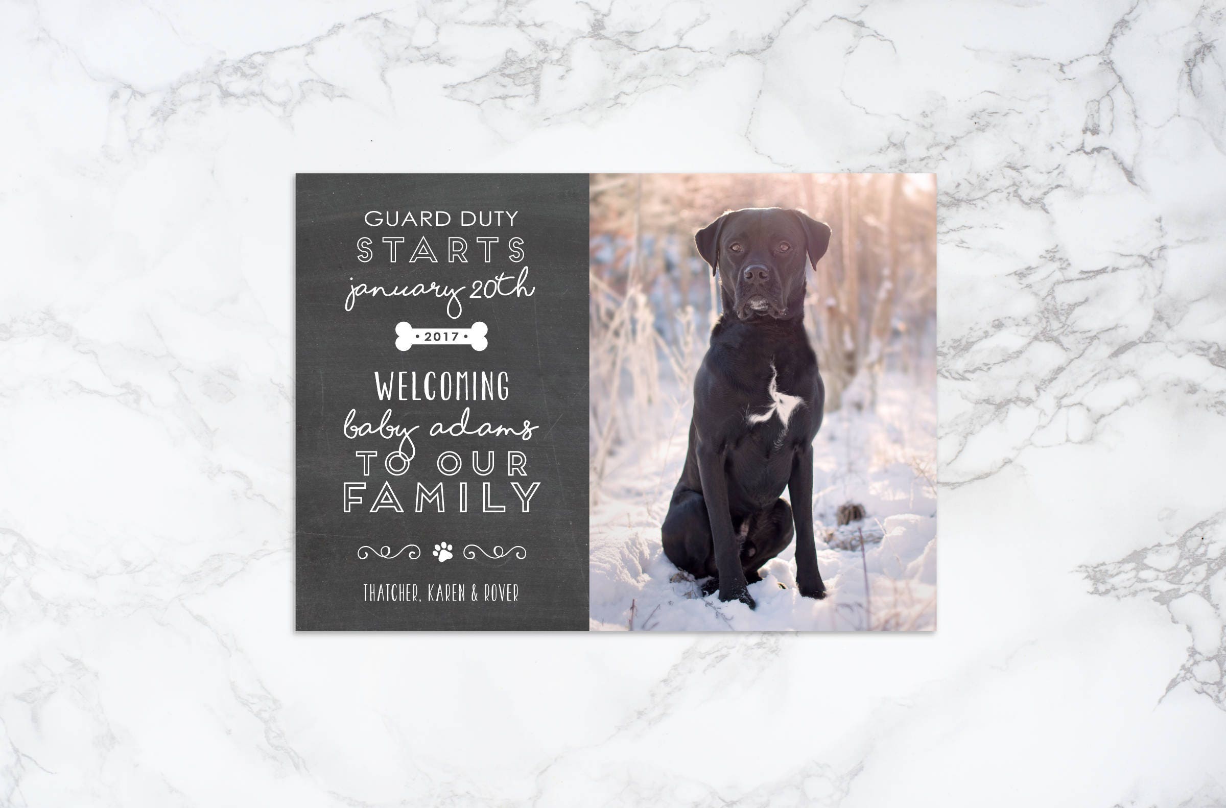 Printable Chalkboard Dog Duty Pet Theme Pregnancy Announcement