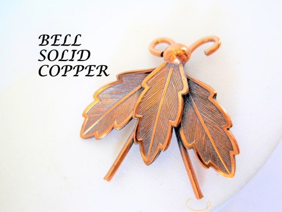 Copper Bug Brooch - Signed Bell Trading Post - Solid Copper - Lovely Lapel Pin