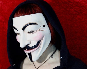 Handcrafted Guy Fawkes/Anonymous Mask by Leifkicker. White/Bone Painted Casting Resin. Great for Cosplay or Wall Decoration.