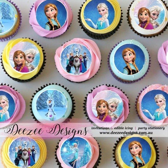 Frozen Elsa Anna Mini Edible Icing Cupcake Toppers - 1.5" - Sheet of 30 PRE-CUT Il_570xn