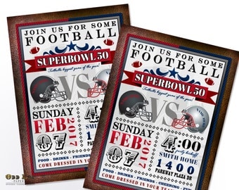 Superbowl Party Invitation, Superbowl 50, Football Party Invite, Super Bowl Party Invite, DIY Printable Football Invitation, Football Team
