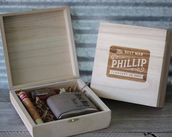 Groomsmen Cigar Box Engraved Wood Cigar Box Groomsmen Gifts Asking Groomsmen Best Man Proposal Boyfriend Gift Keepsake Box