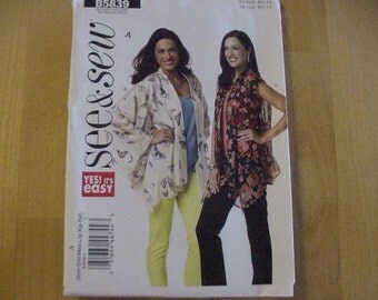 UNCUT 2012 Butterick See & Sew Pattern B5839, Misses' Loose Fitting Unlined Jacket, Sleeve Variation, Multi Size XSM-XXL