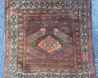 Semi Antique Handknotted Brown and Coral Persian Rug