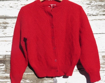Pendleton Sweater Cardigan Women Girls Red 100% Virgin Wool Original Label Women's XS Small Mother's Day