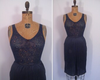 hand dyed vintage warners slip dress - smoke • upcycled slip dress • revamped vintage slip
