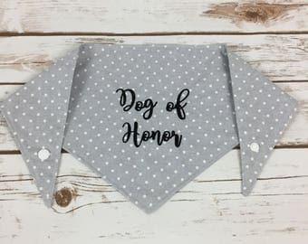 Dog Of Honor Wedding Bandana Reversible Dog Bandana Wedding Dog Bandana Snap Bandana Embroidery Photography Prop