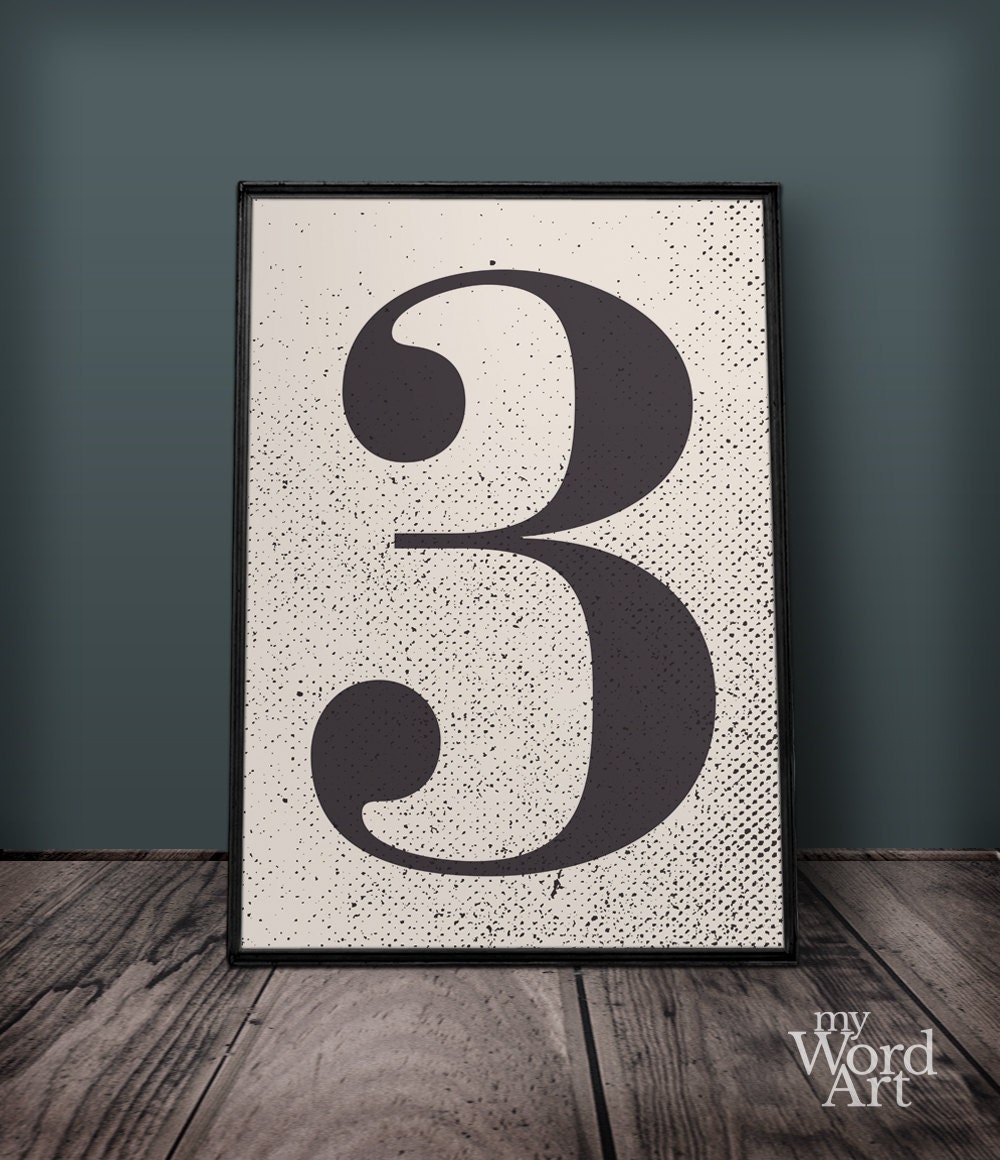  Number  3 Print Number  Three Wall Art  Number  Wall  Decor 