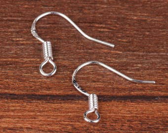 100pcs .925 Earring Hooks - 18mm Earwires - 24 Gauge - Sterling Silver Earring Hooks - Silver french hooks -Silver Earring Hooks