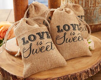 24 favor bags, Love is Sweet Bags, Wedding Favor Bags, Bridal Shower Favor Bags, Engagement Party Favor Bags