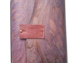 8 x 5 inch 72 page Purple Leather Journal - ARCHES 140lb Hot Press Watercolor Paper - Marbled Leather Sketchbook - Handmade Journal