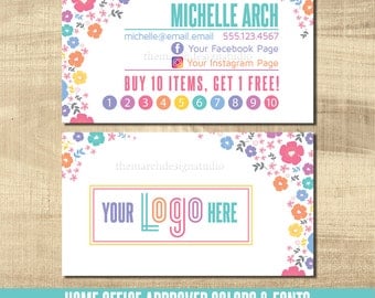 LuLa Business Cards, LLR Business Cards, Home Office Approved fonts, HO approved colors, LuLa Marketing Roe, LLR Marketing, floral, bright