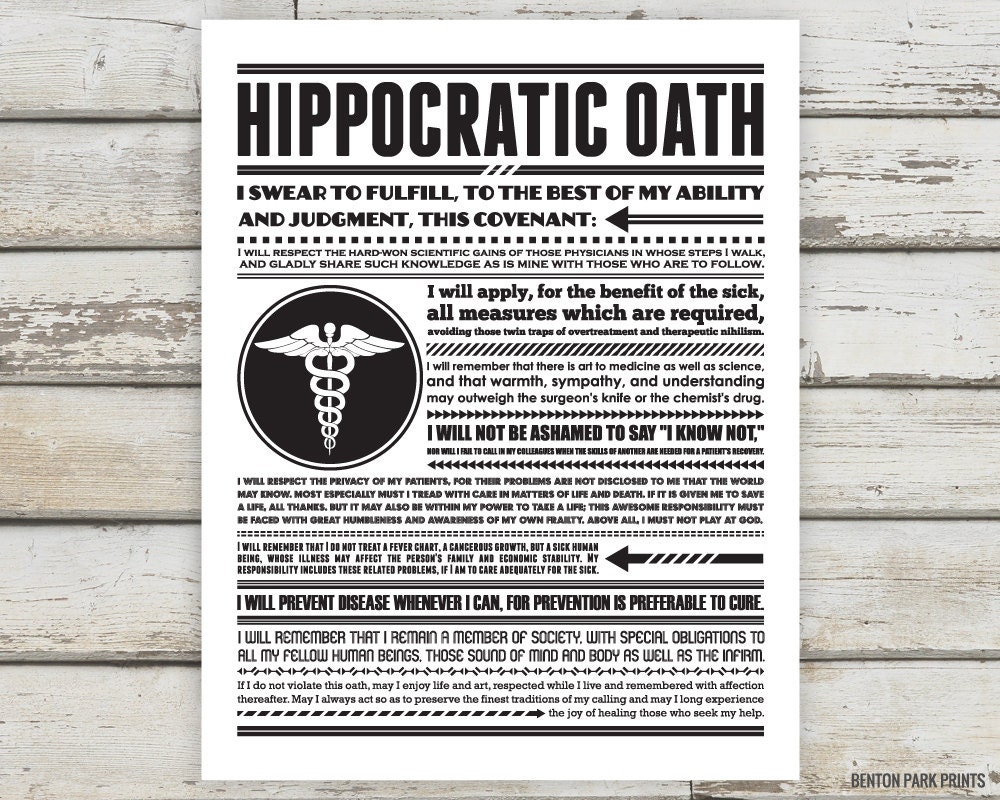 Hippocratic Oath Doctor Gift DR Present Medical Gifts