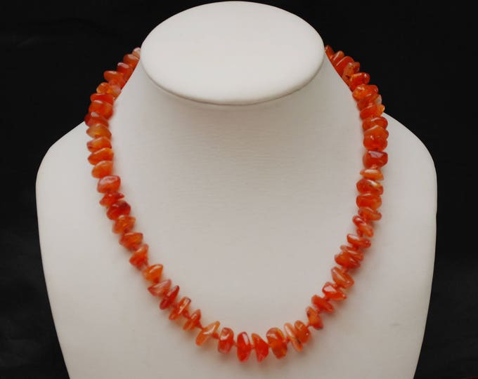 Polished Carnelian Nugget Necklace - Orange gemstone beads - collar necklace