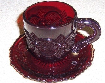 Avon Ruby Red 1876 CAPE COD Coffee or Tea Cup and Saucer
