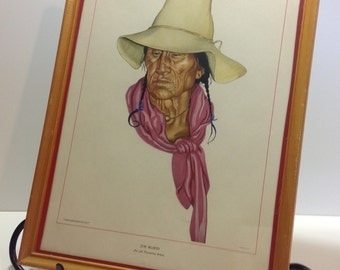 Antique Winold Reiss Lithograph Print "Jim Blood" Native American