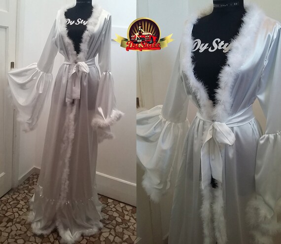 White Bride Dressing Gown Bridal Robe Wedding Linger