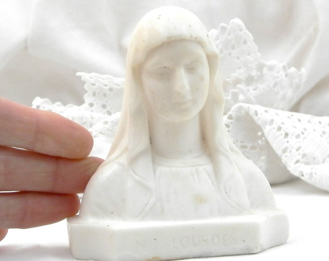 Small Antique Carved Alabaster and Marble Bust of the Virgin Mary Signed Maillard, Catholic, Religious Sculpture, Our Lady, Statue, Religion Small Antique Carved Alabaster and Marble Bust of the Virgin Mary Signed Maillard, Catholic, Religious Sculpture, Our Lady, Statue, Religion