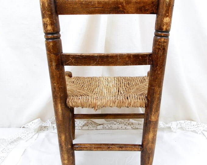 Antique French Small Wooden with Straw Seat Chair, Child Seat, Child's Furniture, Kids, Bedroom, Dolls, House, French Country Decor, Retro Antique French Small Wooden with Straw Seat Chair, Child Seat, Child's Furniture, Kids, Bedroom, Dolls, House, French Country Decor, Retro