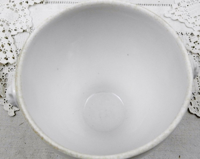 Antique French White Bone China Porcelain Bouillon Bowl with 2 Heads, French Country Decor, Rustic, Cottage, Shabby, Chateau, Chic, Vintage Antique French White Bone China Porcelain Bouillon Bowl with 2 Heads, French Country Decor, Rustic, Cottage, Shabby, Chateau, Chic, Vintage