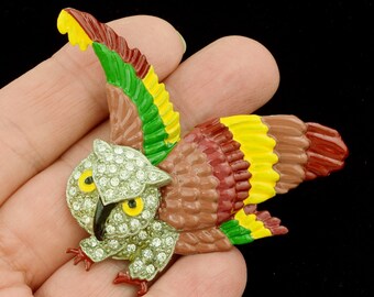Geissman Screech Owl Brooch Vintage 1930s Coro Unsigned Hard to Find! ~ Lot 1404
