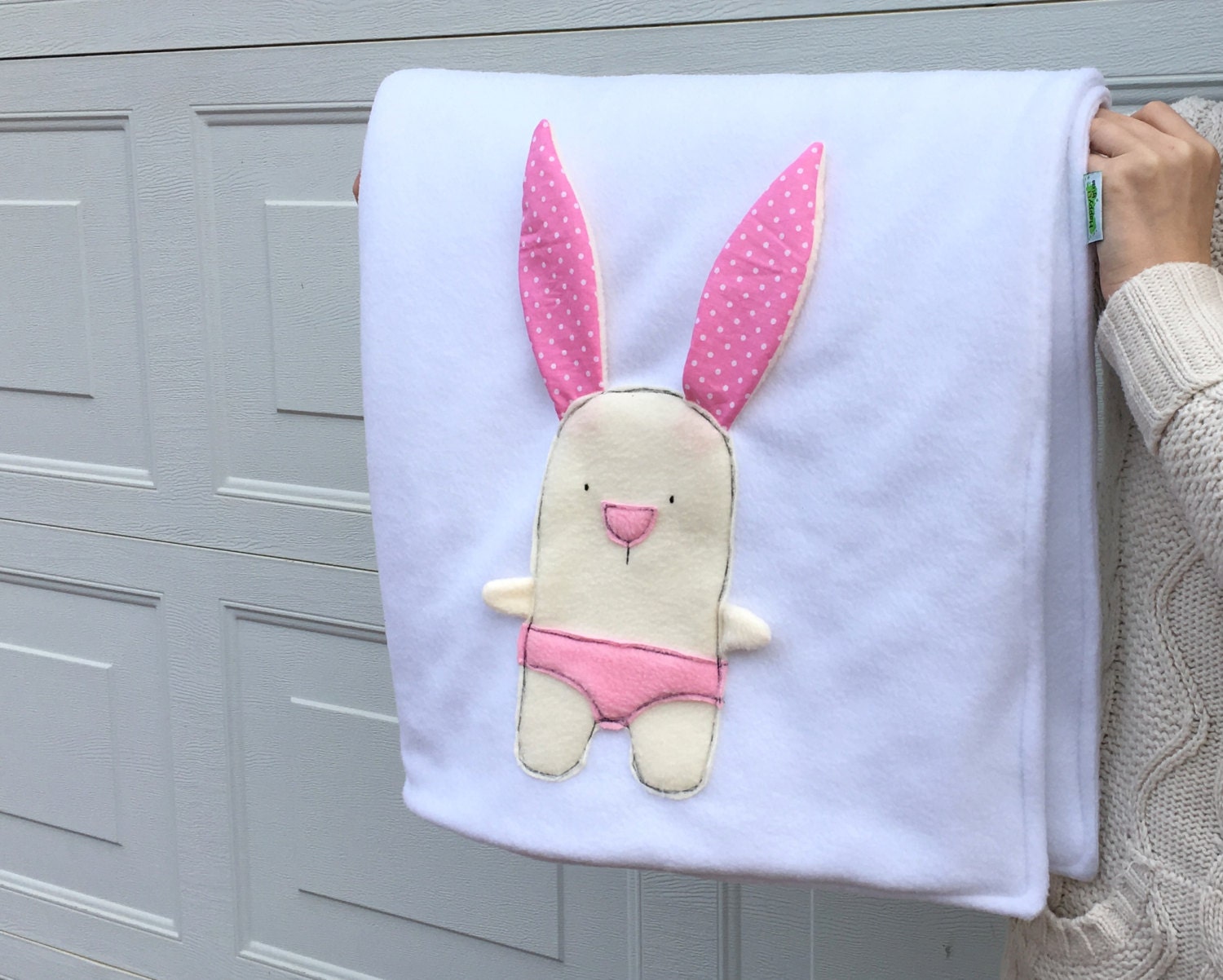 White Blanket for Babies Fleece Blankets Bunny Rabbit