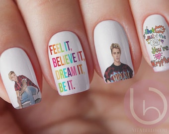 Justin Bieber Waterslide Nail Decal, Press On Nail Decal, Nail Design, Nail Art,Christmas Gift, celebrity nail decal