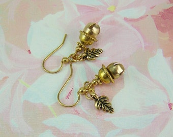 Acorn Earrings, Jingle Bell Earrings, Gold Acorn Earrings, Belgariad Earrings, Ce'Nedra Earrings, David Eddings Ce'Nedra,Acorn Bell Earrings