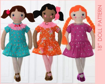 18 inch Girl Doll Pattern, Cloth doll patterns, Toy sewing pattern pdf. rag doll pattern, doll patterns, making dolls, MILLY PATTERN