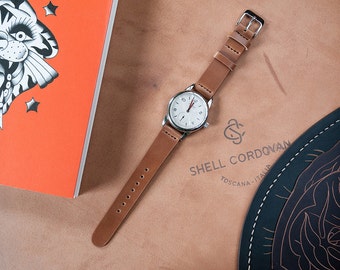 Italian Whiskey Shell Cordovan Leather Watch Strap, 18mm, 20mm, 22mm (Free Shipping)