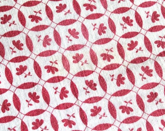 Vintage Fabric- 1940s Cotton Fabric: Red and White Feedsack Print 1 Yard