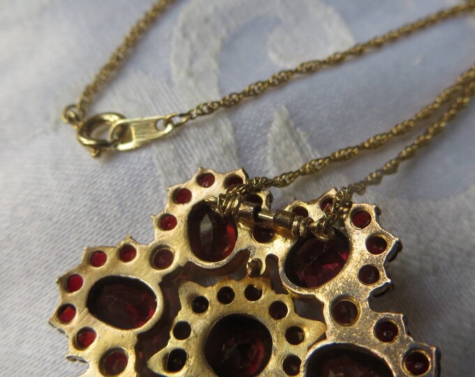 Vintage Bohemian Garnet Necklace, Vintage Czech Garnet Jewelry