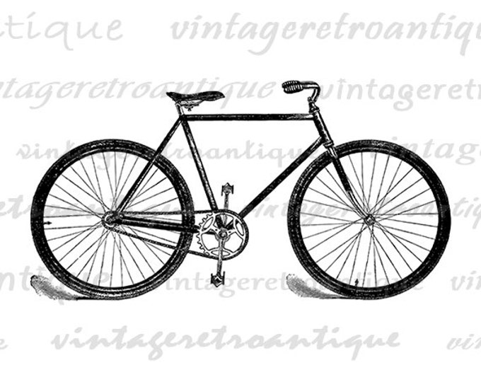 Printable Digital Old Bicycle Graphic Bike Illustration Image Download Vintage Clip Art Jpg Png Eps HQ 300dpi No.1502