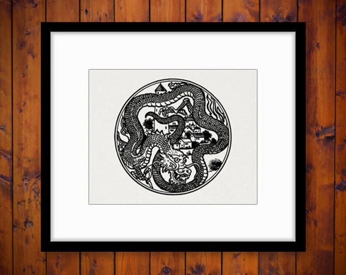 Printable Image Oriental Dragon Download Asian Graphic Digital Illustration T-Shirts Jpg Png Eps HQ 300dpi No.2962