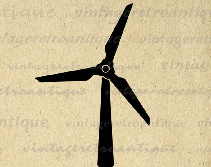 Wind Turbine Digital Graphic Download Printable Wind Energy Image Vintage Clip Art Jpg Png Eps HQ 300dpi No.3990