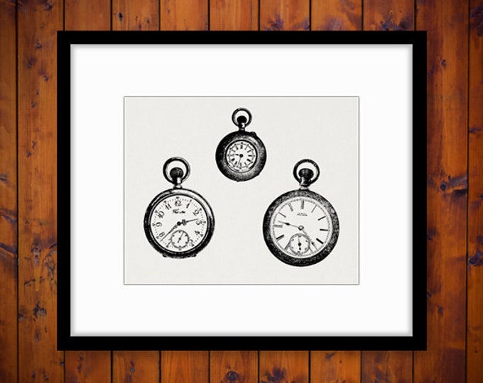 Printable Image Antique Pocket Watches Graphic Pocketwatch Clock Download Digital Vintage Clip Art Jpg Png Eps HQ 300dpi No.3673