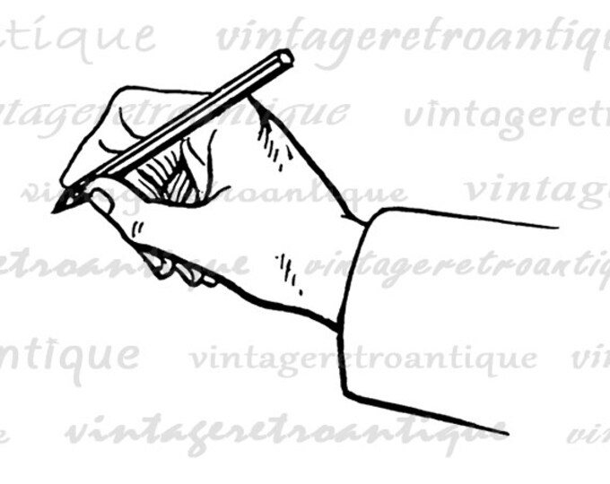 Digital Hand Writing Graphic Download Drawing Pencil Printable Image Vintage Clip Art Jpg Png Eps HQ 300dpi No.377